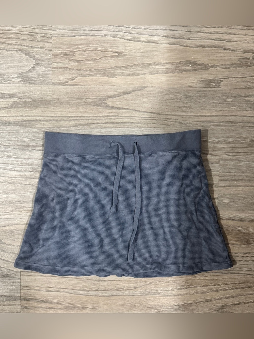 Brandy Melville John Galt Gray Ribbed Mini Skirt Drawstring Coquette Casual